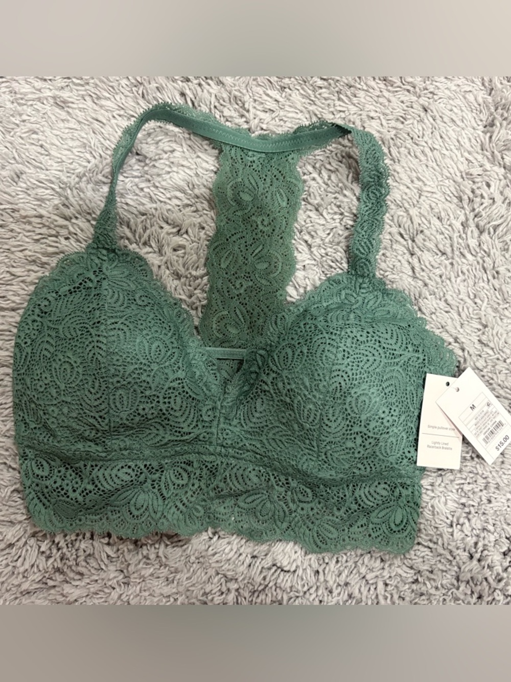 Lace Racerback Bralette in Sage Green